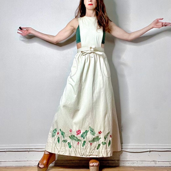 vintage apron pinafore dress, embroidered dress, … - image 3