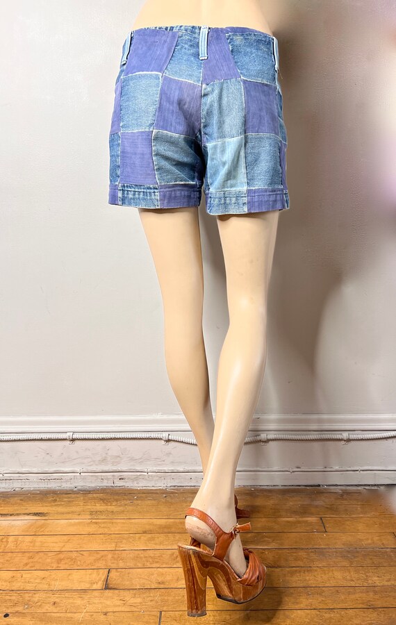 60s patchwork denim jean shorts, hippie denim jea… - image 9