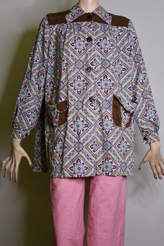 vintage smock, 30s jacket, 40s jacket, printed ja… - image 5