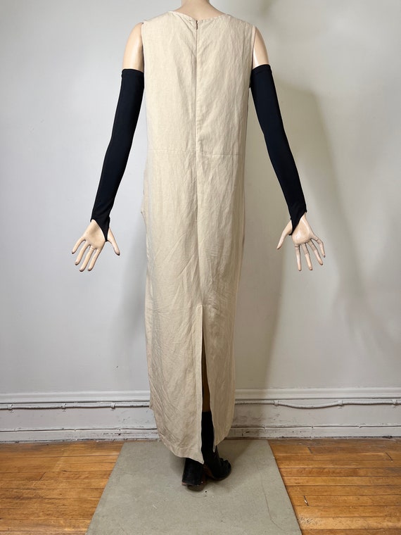 90s dress vintage dress linen maxi dress khaki av… - image 6
