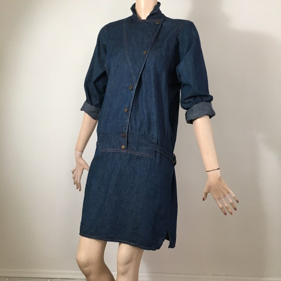 vintage 80s denim, 80s denim dress, denim dress, m