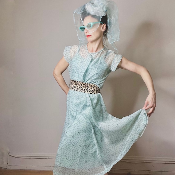 40s dress, 50s dress, Marshall Field dress, sheer… - image 2