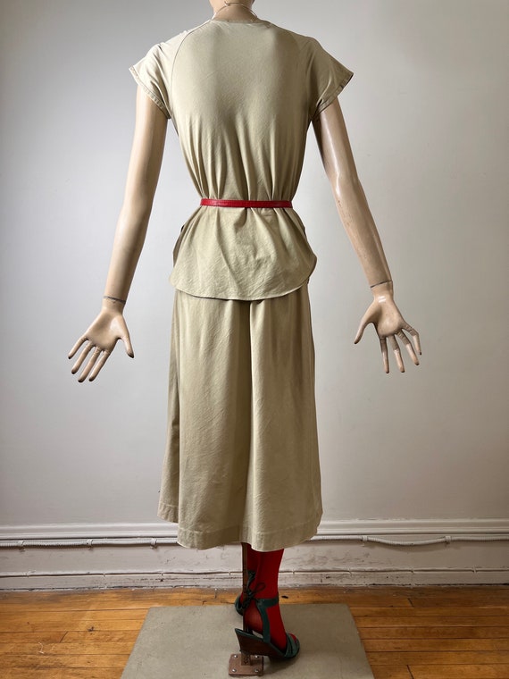 vintage HALSTON V, cotton skirt set, 70s dress, v… - image 6