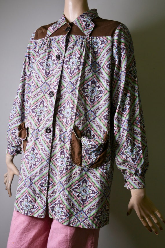 vintage smock, 30s jacket, 40s jacket, printed ja… - image 2