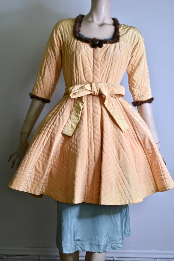 vintage 50s dress, quilted dress, full skirt, vin… - image 2