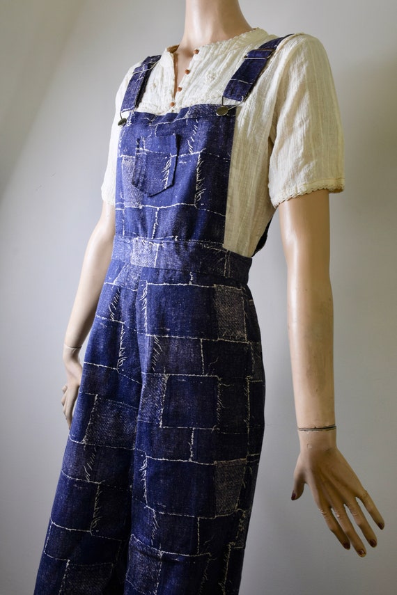 vintage overalls, 70s overalls, patchwork, novelt… - image 6
