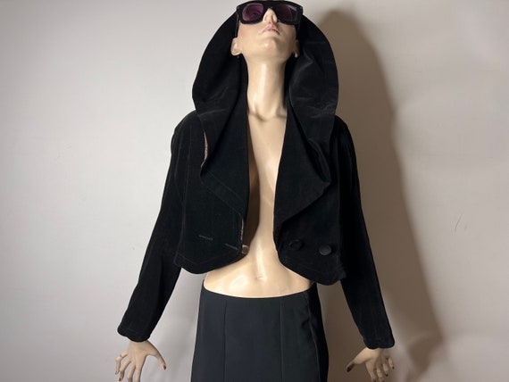 90s jacket, vintage French Connection, black velv… - image 10