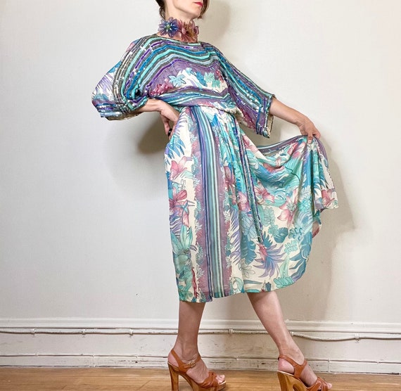 70s silk chiffon dress, 80s Judith Ann dress, pri… - image 5