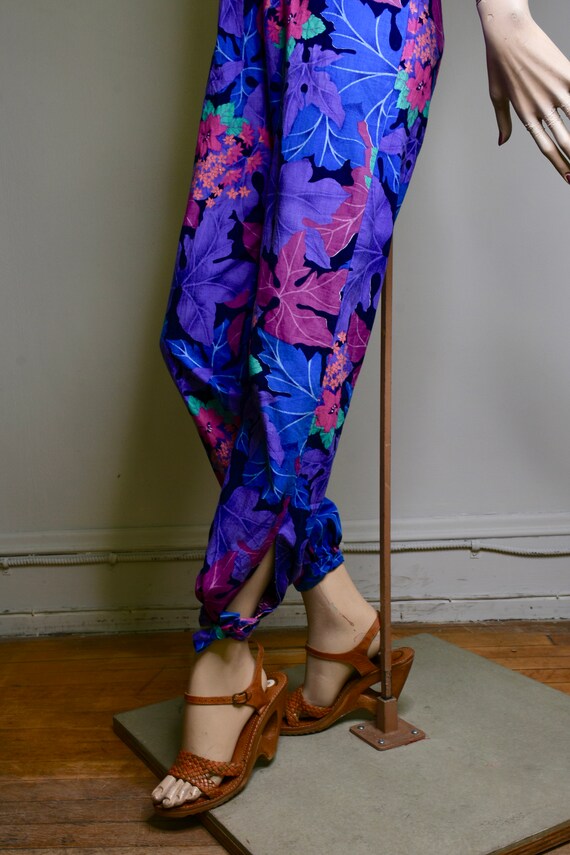 vintage 80s jumpsuit, 70s jumpsuit, floral jumpsu… - image 6