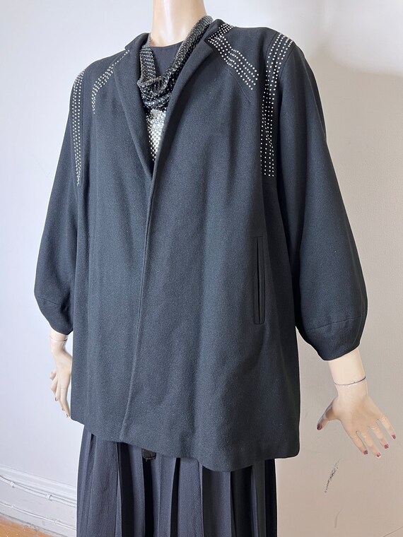 vintage 40s studded jacket, black wool jacket, vi… - image 9