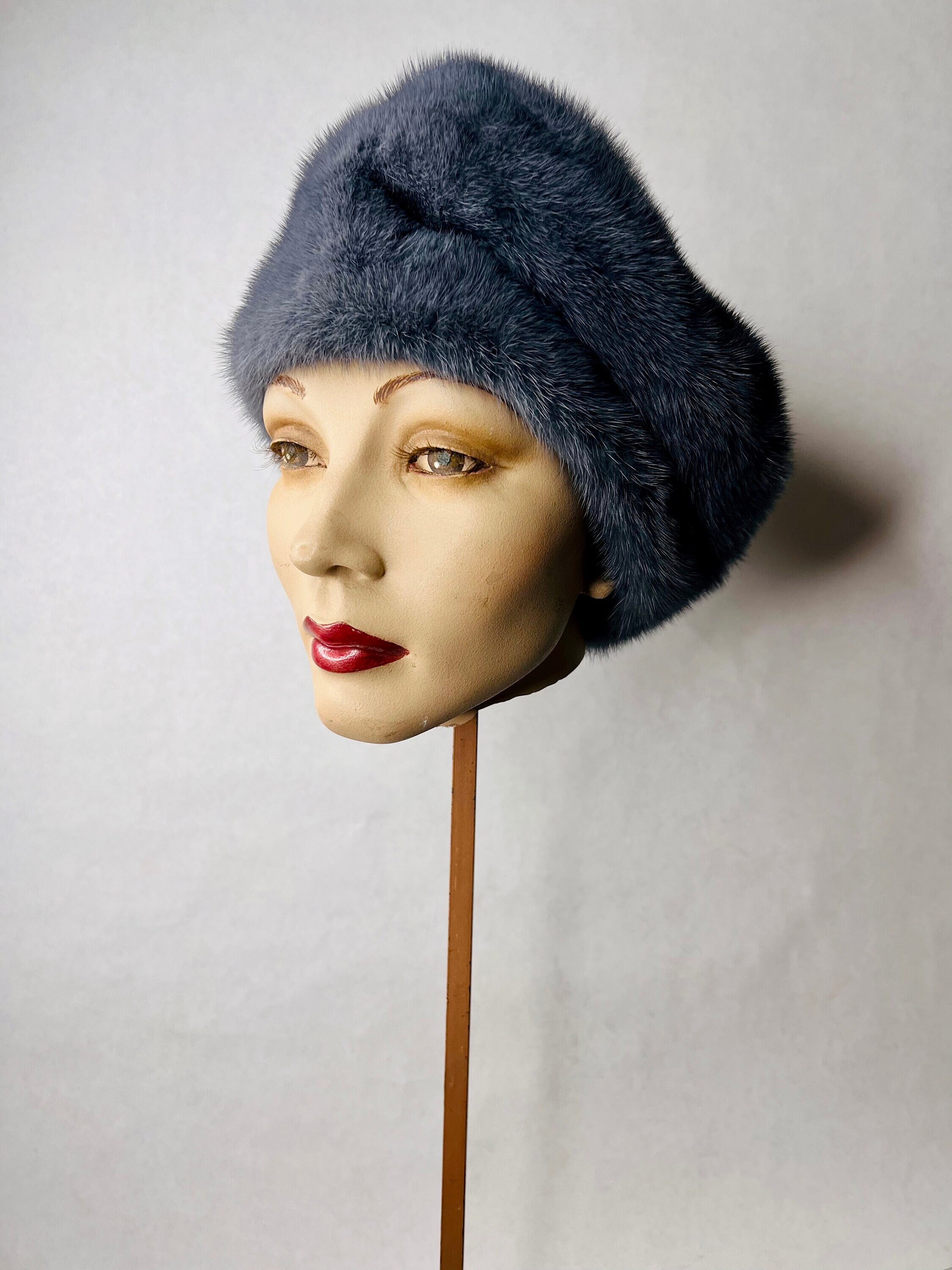 Patricia Underwood Hat, Slate Grey Fur Hat, Vintage Mink Hat 