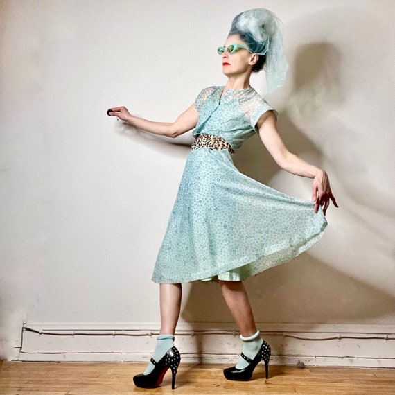 40s dress, 50s dress, Marshall Field dress, sheer… - image 6