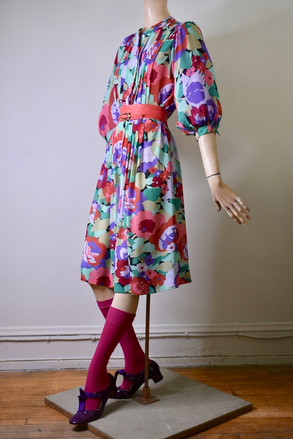 vintage 80s dress, floral dress, floral print, sh… - image 4