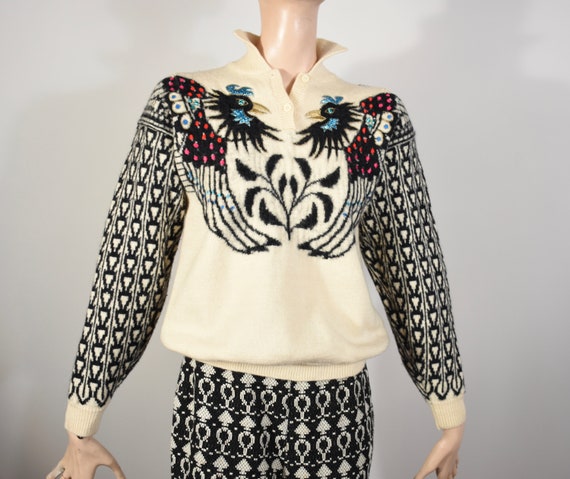 KANSAI YAMAMOTO Sweater 80s Kansai Yamamoto Bird Sweater - Etsy