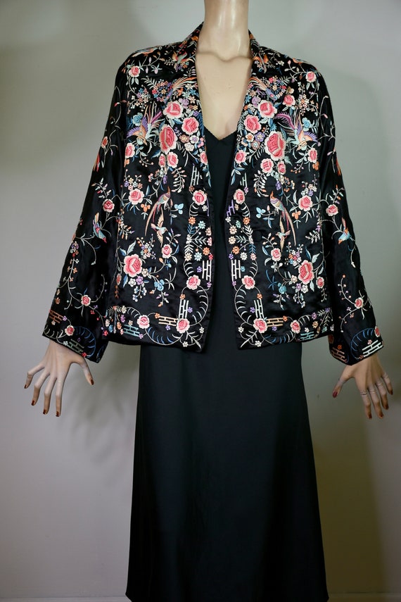 vintage 20s jacket, silk jacket, embroidered jack… - image 2