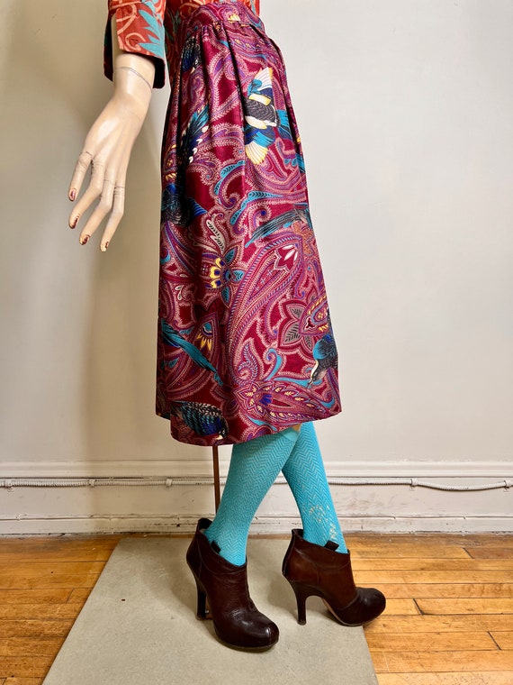 vintage skirt, 80s skirt, 70s skirt, bird print, … - image 7