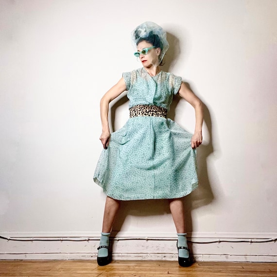 40s dress, 50s dress, Marshall Field dress, sheer… - image 4