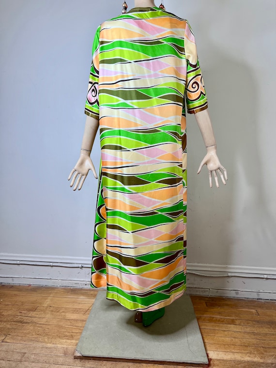 ワンピース 70s striped multiple buttons maxi dress Long Colorful Multiple Striped Sun Dress, 90s Does 70s Boho