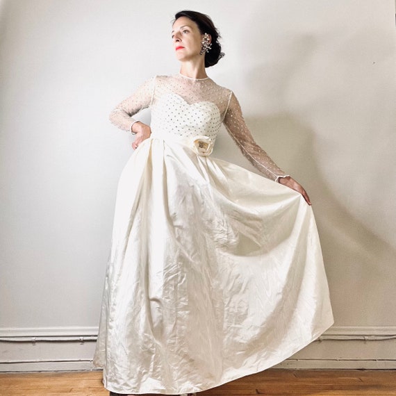 vintage 80s gown, 80s dress, rhinestone dress, mo… - image 4