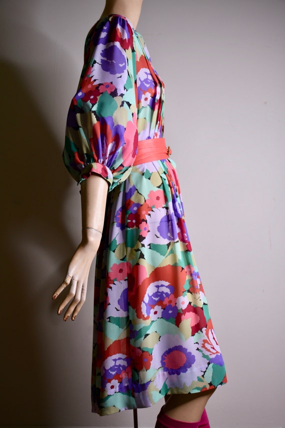 vintage 80s dress, floral dress, floral print, sh… - image 2