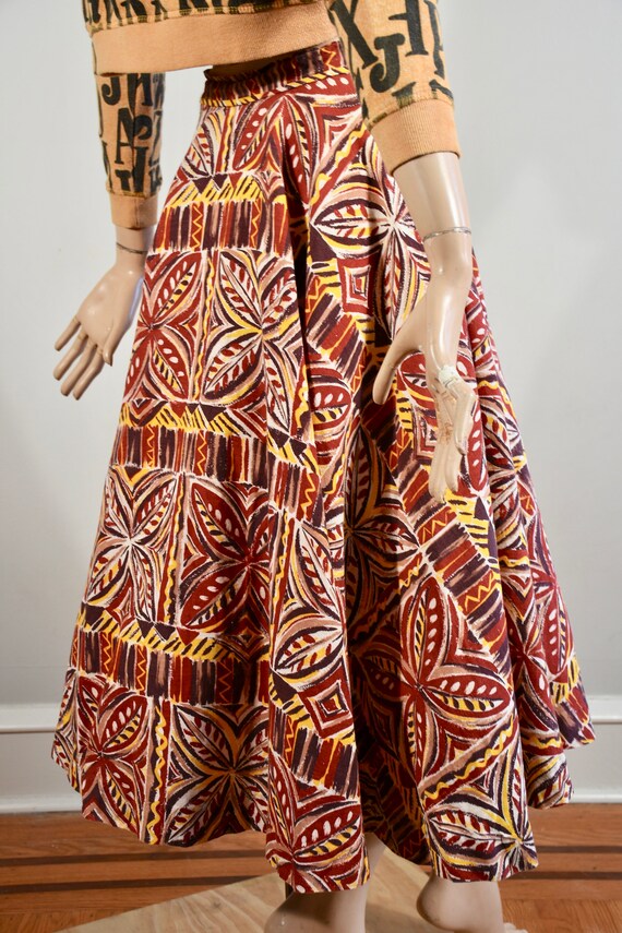 vintage GURIAN 1950's tribal skirt ethnic print f… - image 5