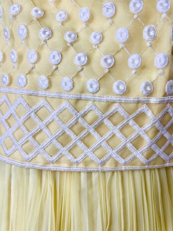 vintage 60s 70s yellow sheer chiffon embroidered … - image 9