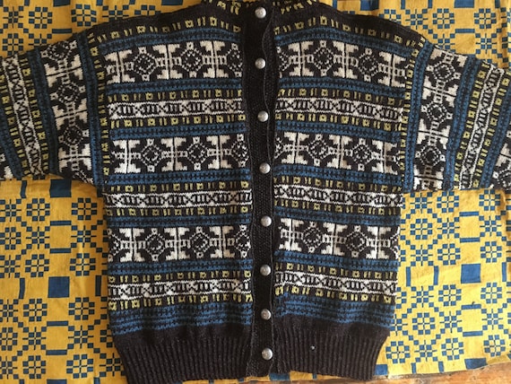 vintage 50s fair isle hand knit wool sweater patte