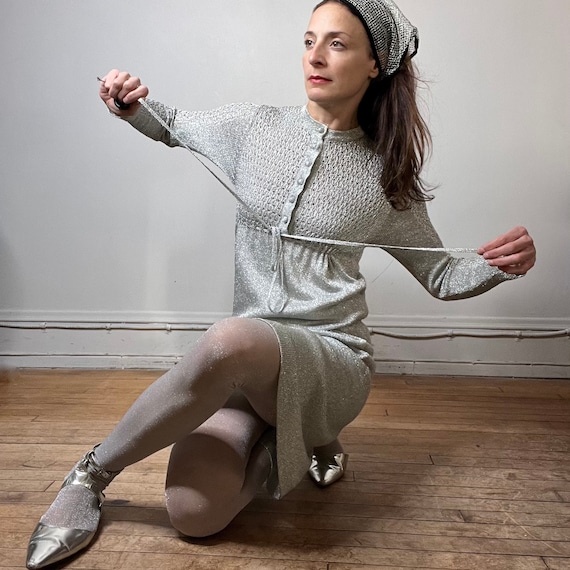silver knit dress TOVE Vero Knitted Dress in Silver