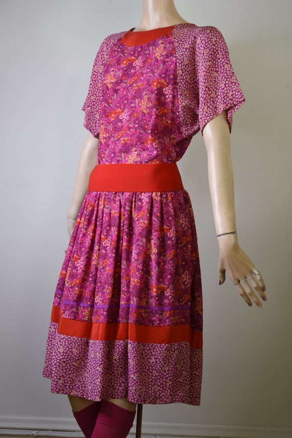 vintage 70s dress, silk dress, floral dress, shif… - image 2