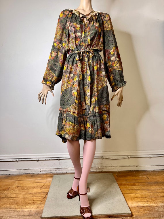 70s dress, floral dress, boho dress, printed dres… - image 4