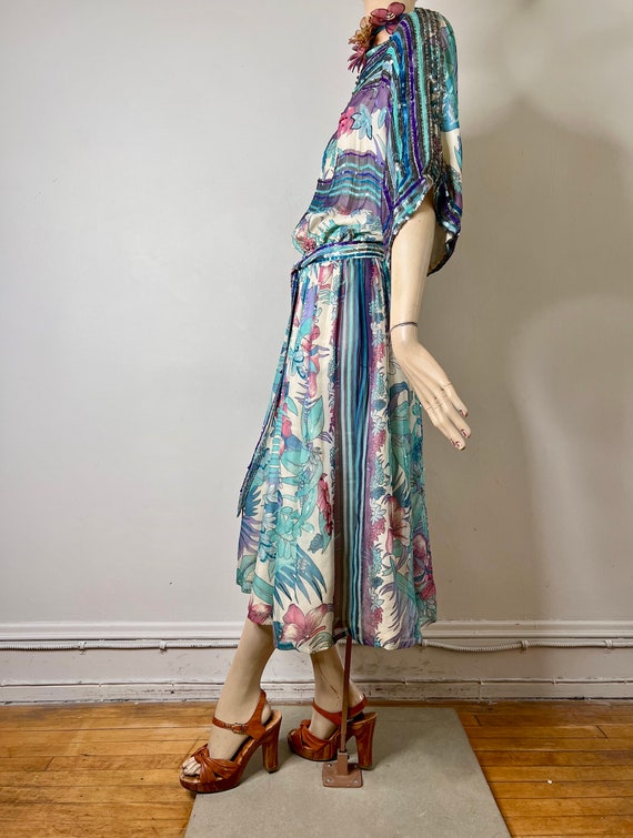 70s silk chiffon dress, 80s Judith Ann dress, pri… - image 7