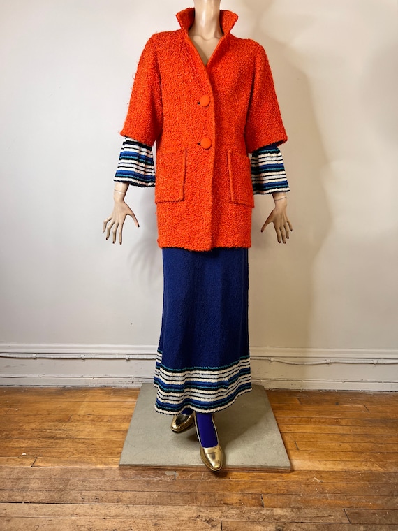 vintage jacket, wool jacket, cocoon coat, orange … - image 4