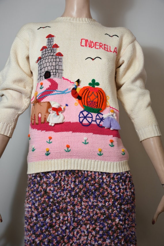vintage 80s sweater, novelty knit, novelty sweater