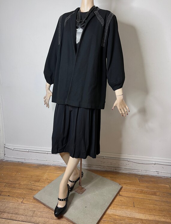 vintage 40s studded jacket, black wool jacket, vi… - image 7