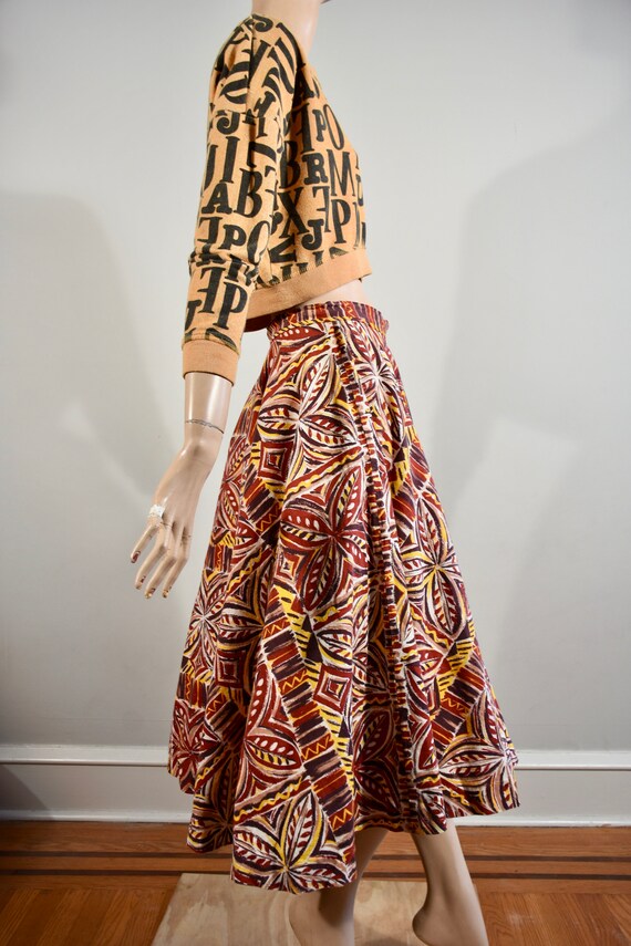 vintage GURIAN 1950's tribal skirt ethnic print f… - image 2