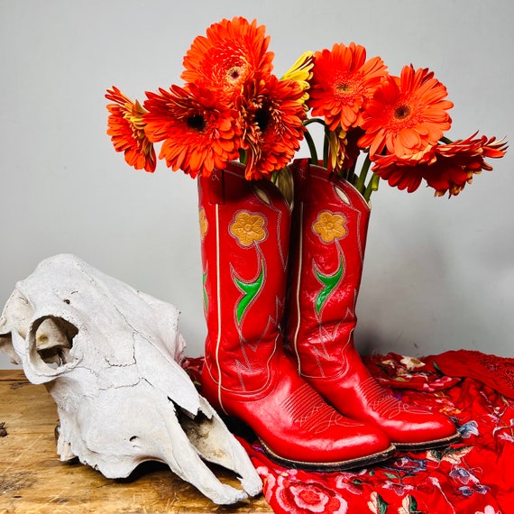 vintage cowboy boots, Ralph Lauren boots, flower … - image 2