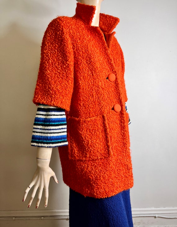 vintage jacket, wool jacket, cocoon coat, orange … - image 10