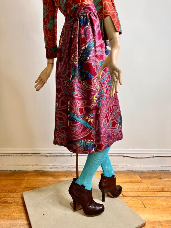 vintage skirt, 80s skirt, 70s skirt, bird print, … - image 6
