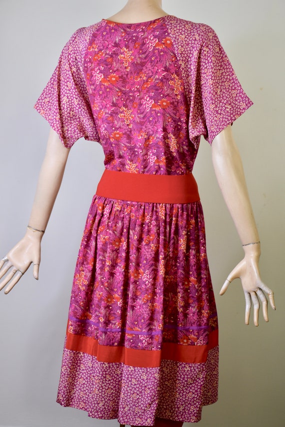 vintage 70s dress, silk dress, floral dress, shif… - image 6