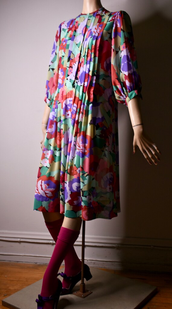 vintage 80s dress, floral dress, floral print, sh… - image 8