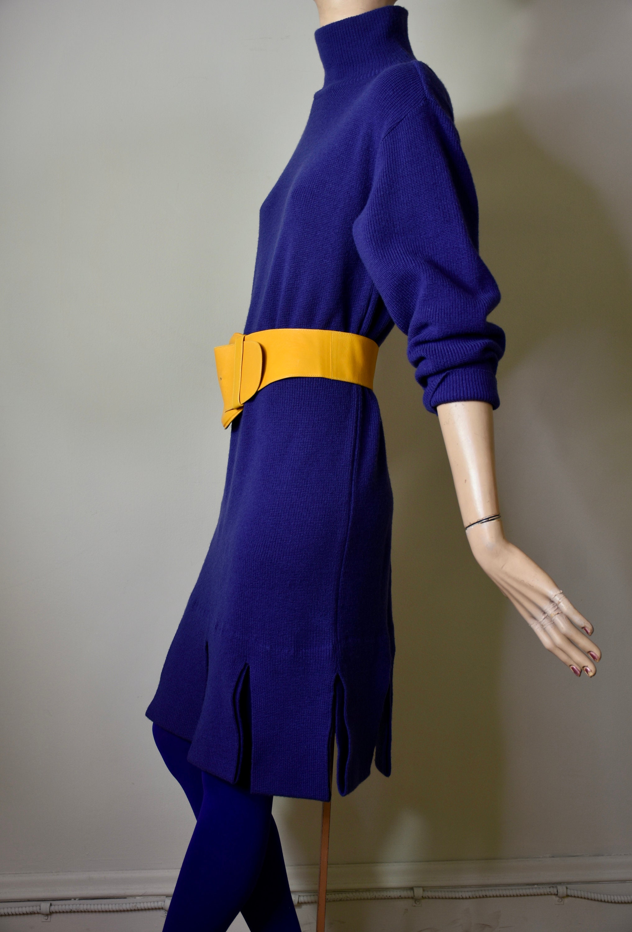 Vintage Issey Miyake, Sweater Dress, Knit Dress, 80s Dress, Purple