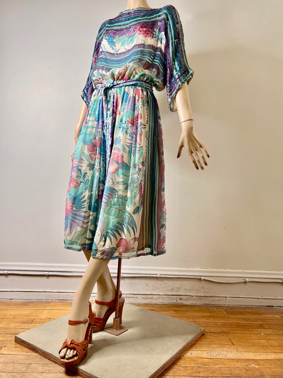 70s silk chiffon dress, 80s Judith Ann dress, pri… - image 9