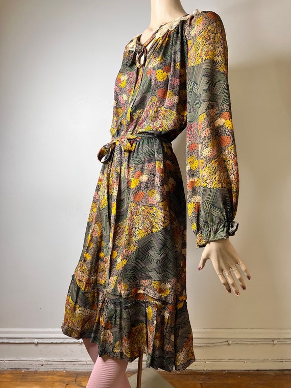 70s dress, floral dress, boho dress, printed dres… - image 2