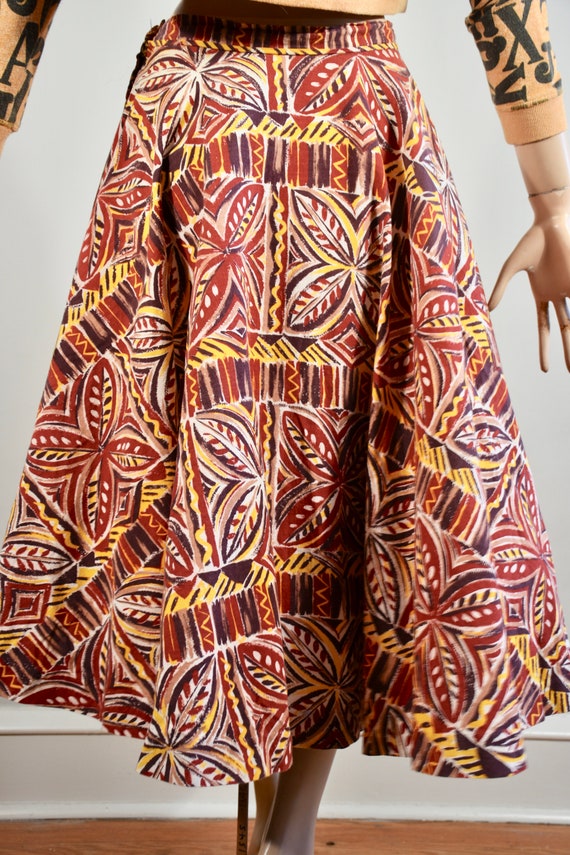vintage GURIAN 1950's tribal skirt ethnic print f… - image 4
