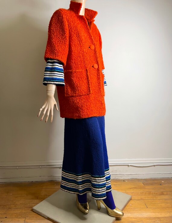 vintage jacket, wool jacket, cocoon coat, orange … - image 8