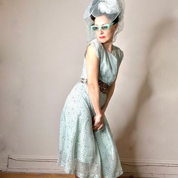 40s dress, 50s dress, Marshall Field dress, sheer… - image 5