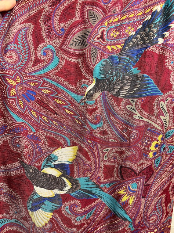 vintage skirt, 80s skirt, 70s skirt, bird print, p