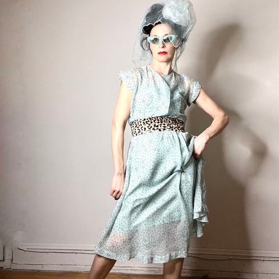 40s dress, 50s dress, Marshall Field dress, sheer… - image 1
