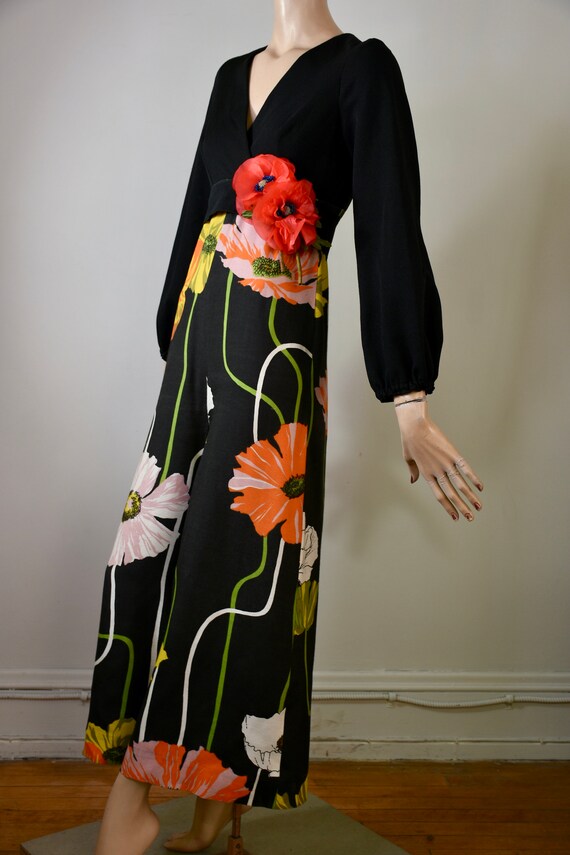 vintage 60s jumpsuit, 60 palazzo suit, floral jump