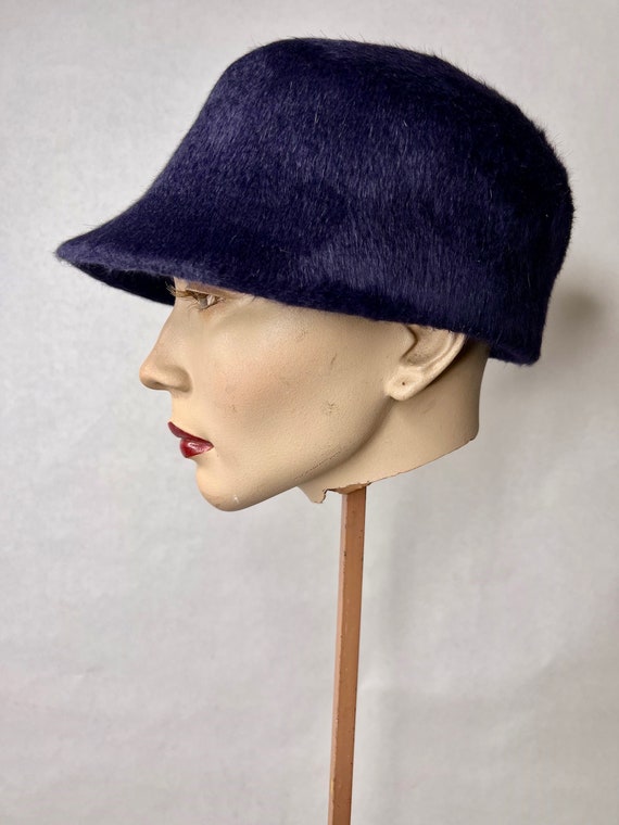 Patricia Underwood hat, vintage navy hat, brimmed 
